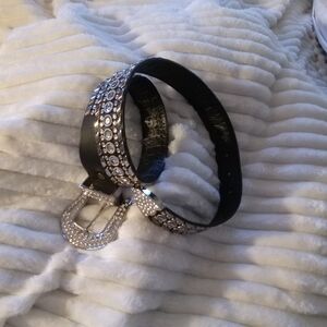 Elegant Black and Silver Embellished Belt